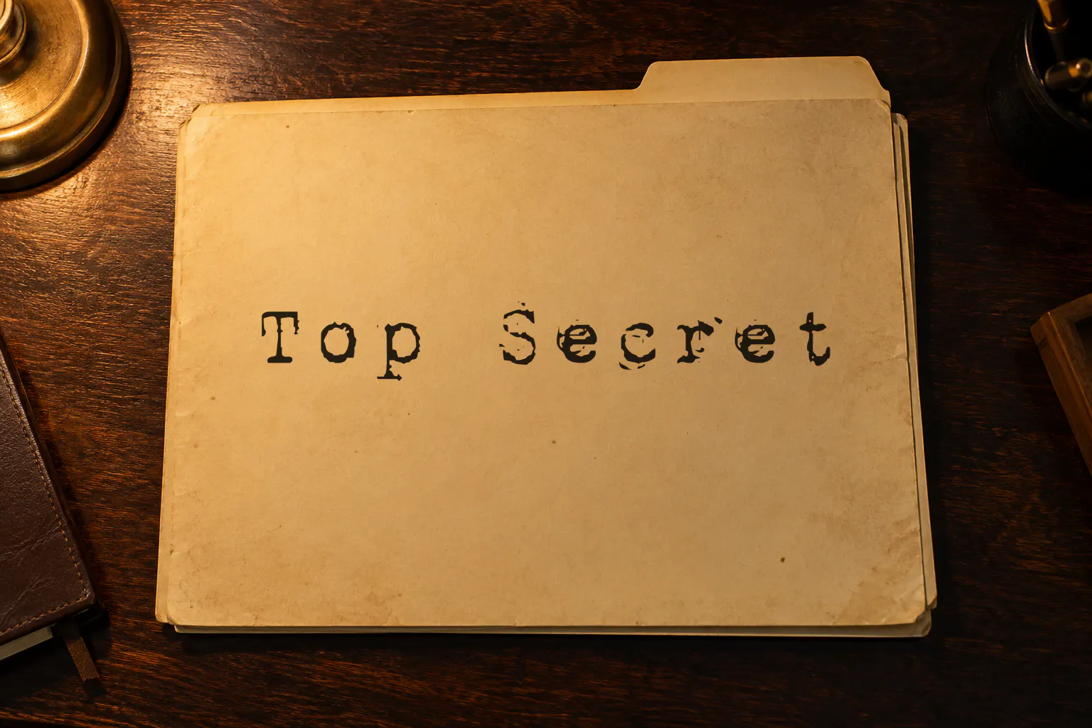 1942 Report font on a manila folder reading Top Secret