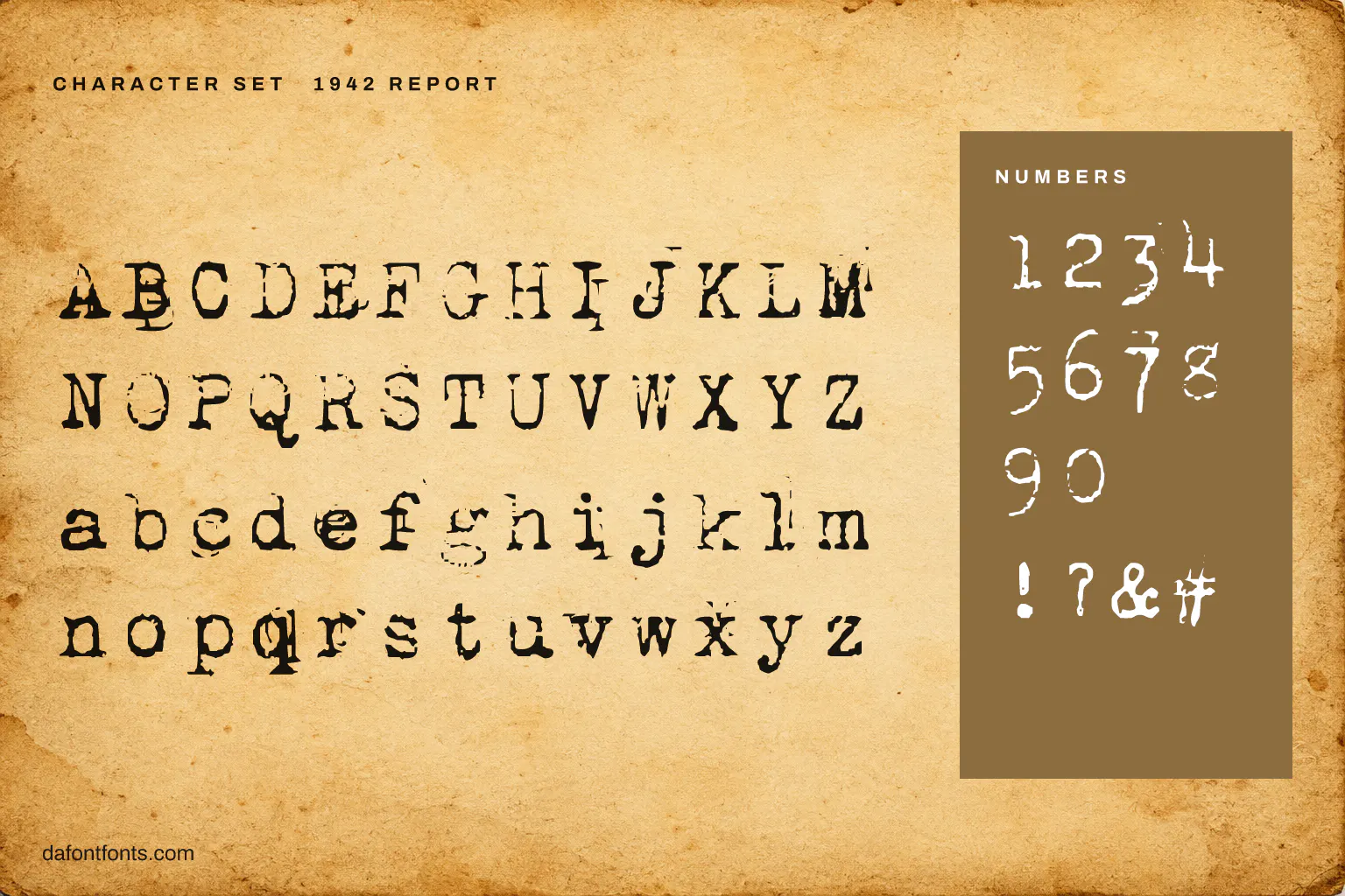 1942 Report character set: alphabet, numbers and symbols