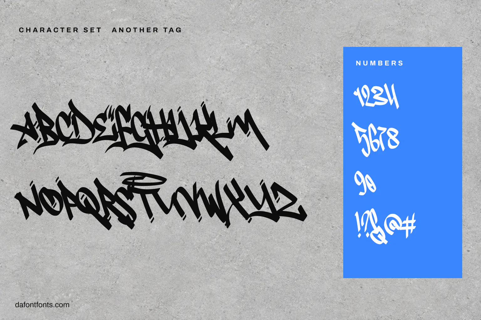 Another Tag character set: capitals, numbers and symbols