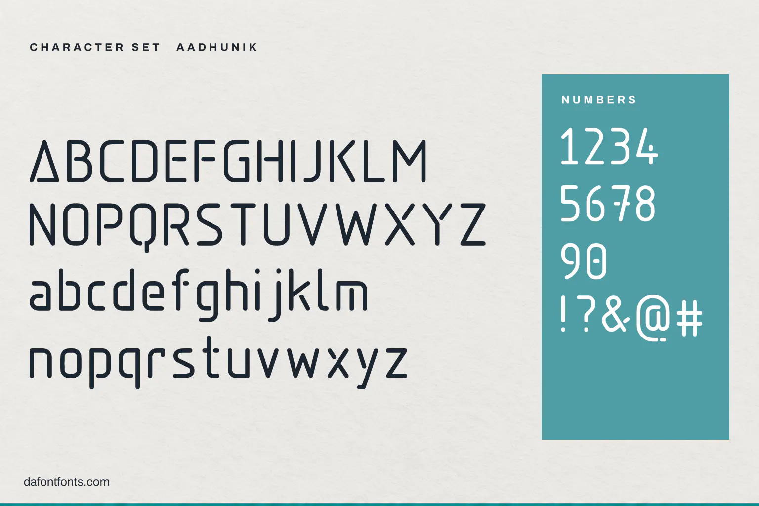 Aadhunik character set: alphabet, numbers and symbols