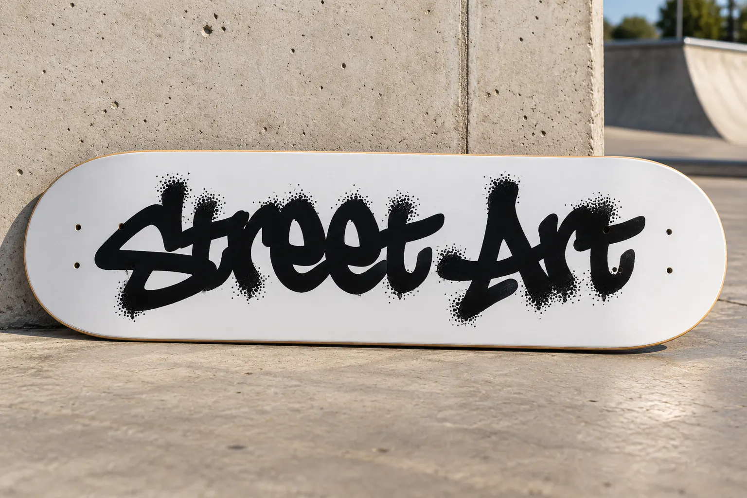 Aerosoldier font on a skateboard deck reading Street Art