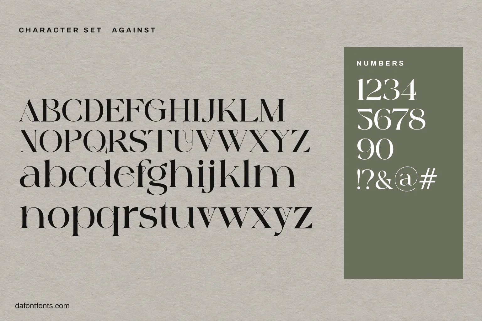 Against character set: alphabet, numbers and symbols