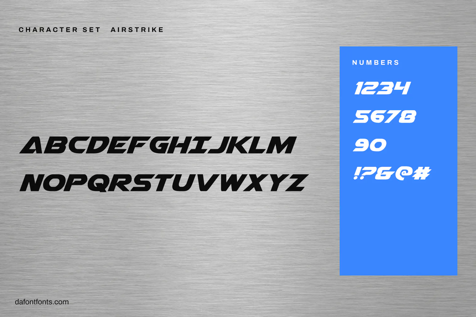 Airstrike character set: capitals, numbers and symbols
