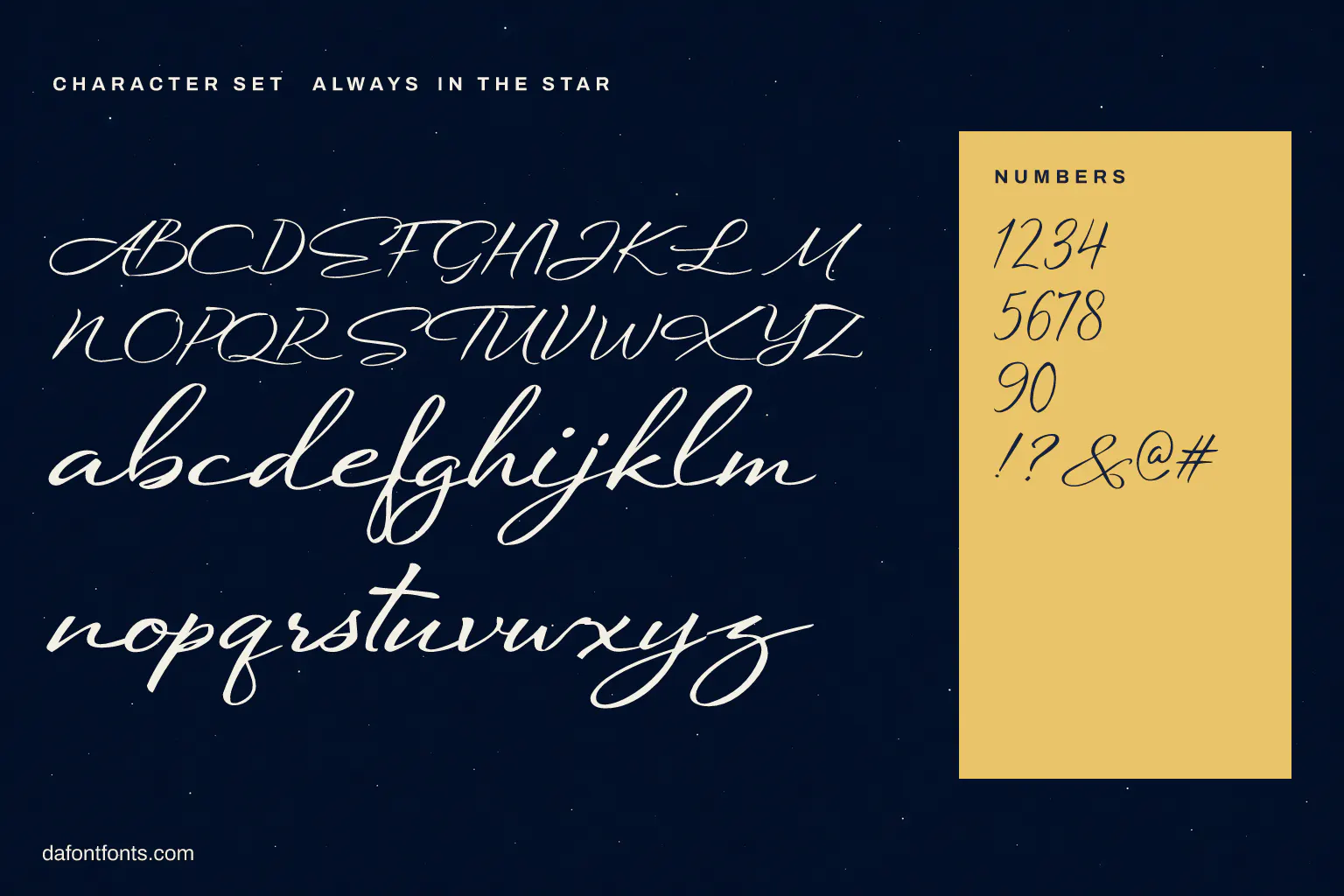 Always in the Star character set: alphabet, numbers and symbols