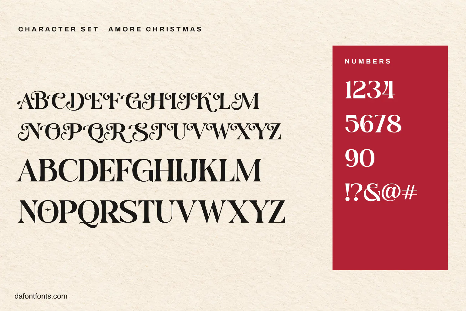 Amore Christmas character set: alphabet, numbers and symbols