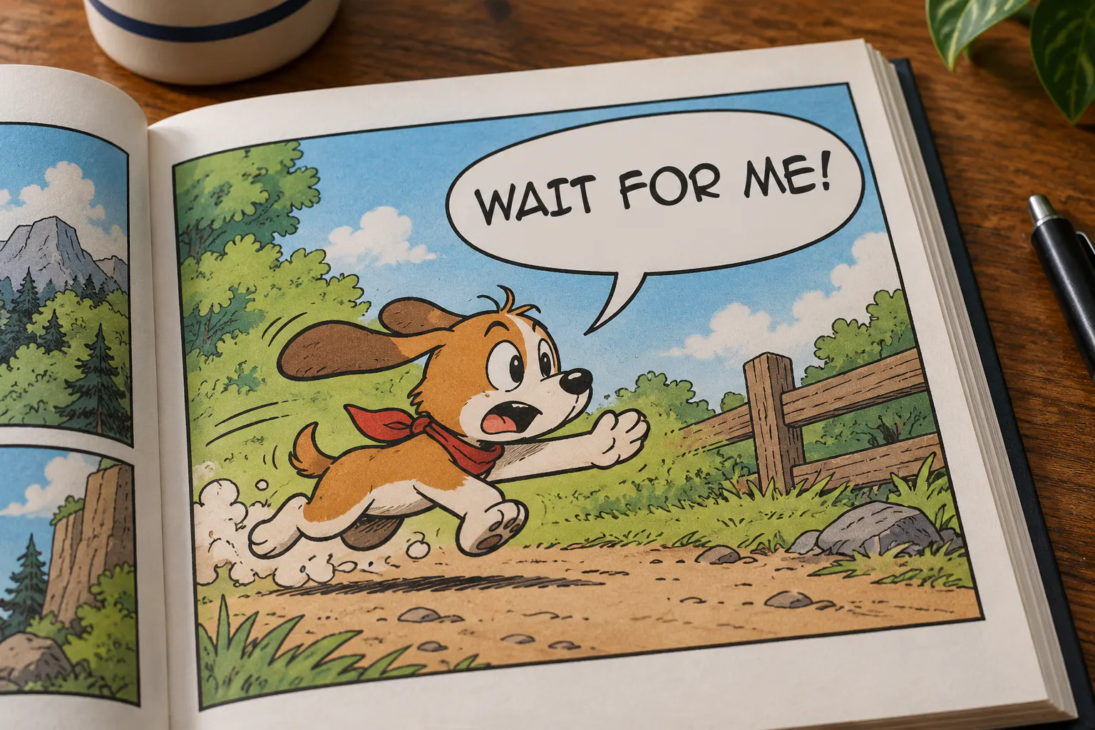 Anime Ace BB font on a comic book speech balloon reading WAIT FOR ME!
