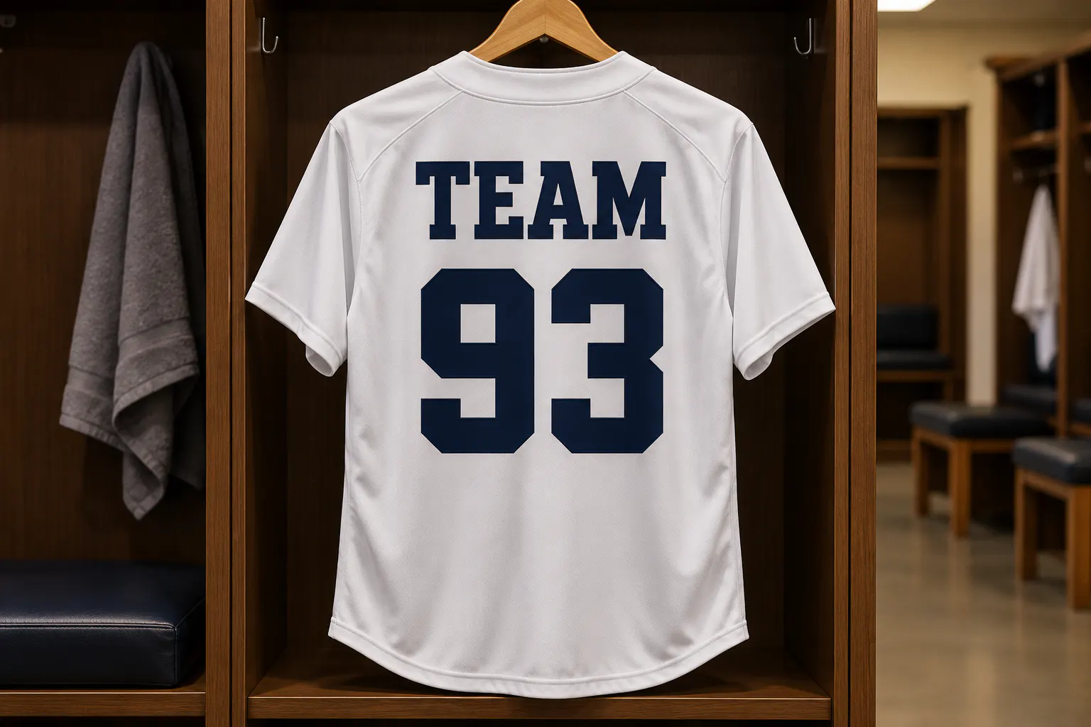 Athletic font on a sports jersey reading TEAM 93