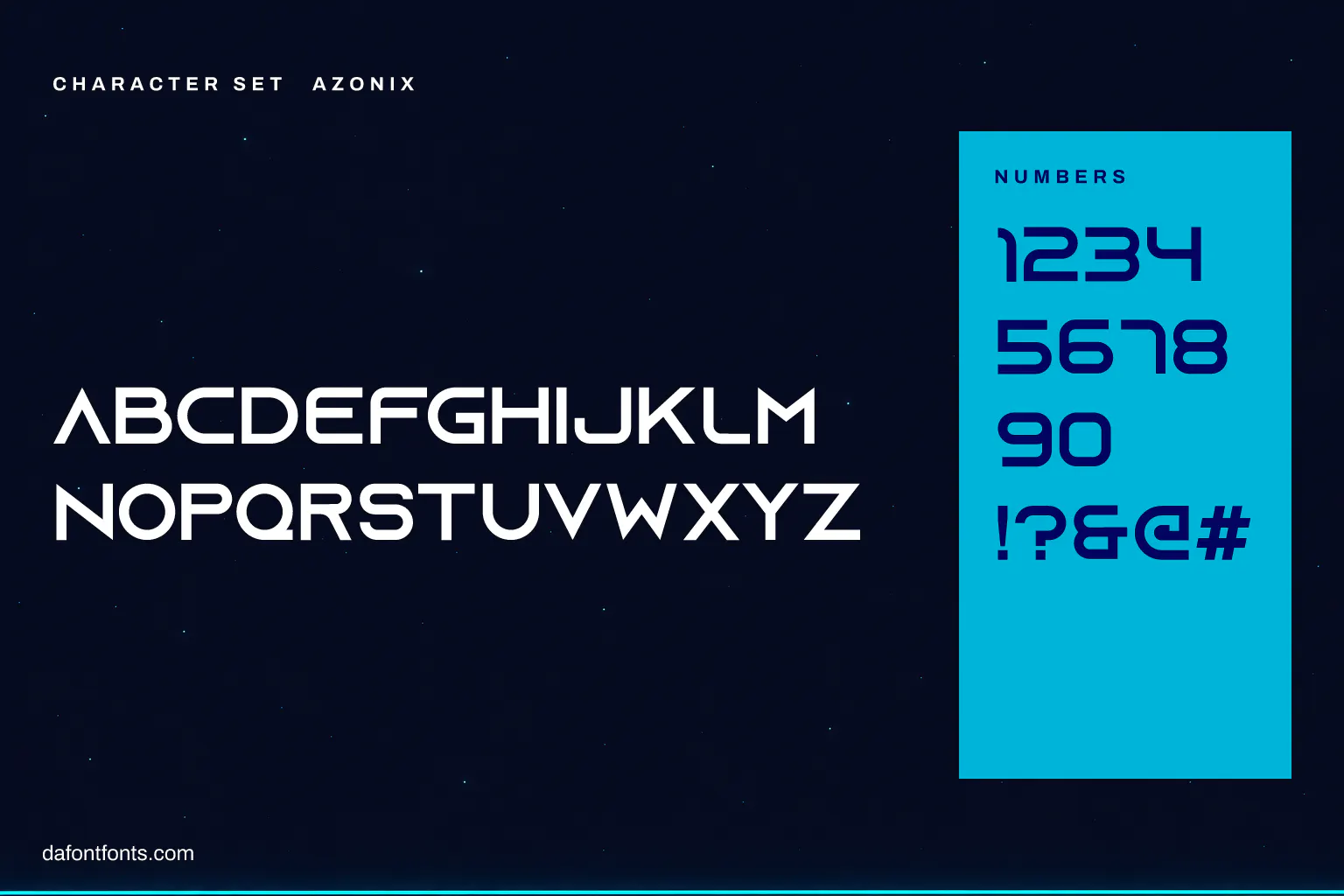 Azonix character set: capitals A to Z, numbers and symbols