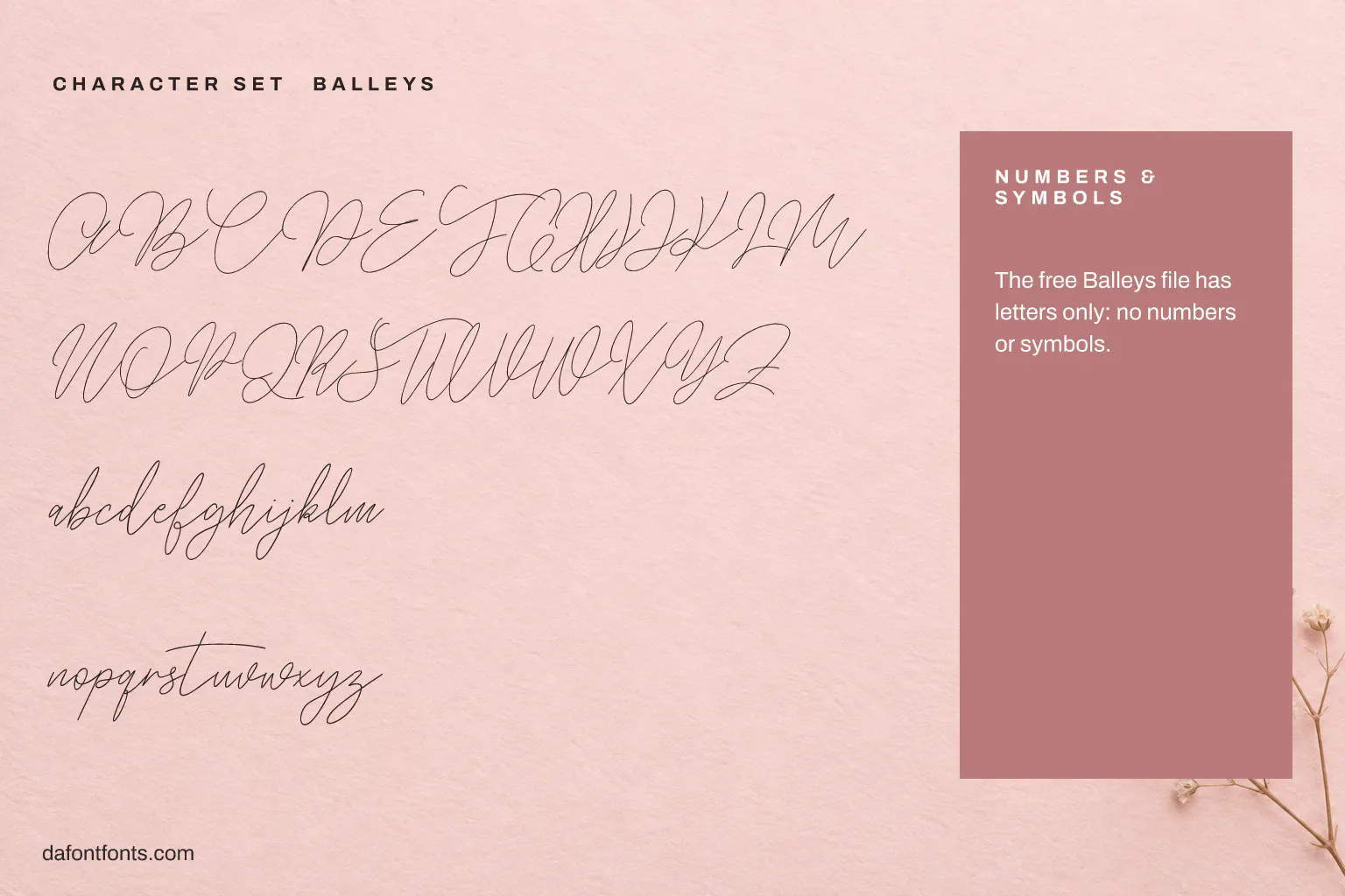 Balleys character set: capitals and lowercase (the free file has no numbers or symbols)
