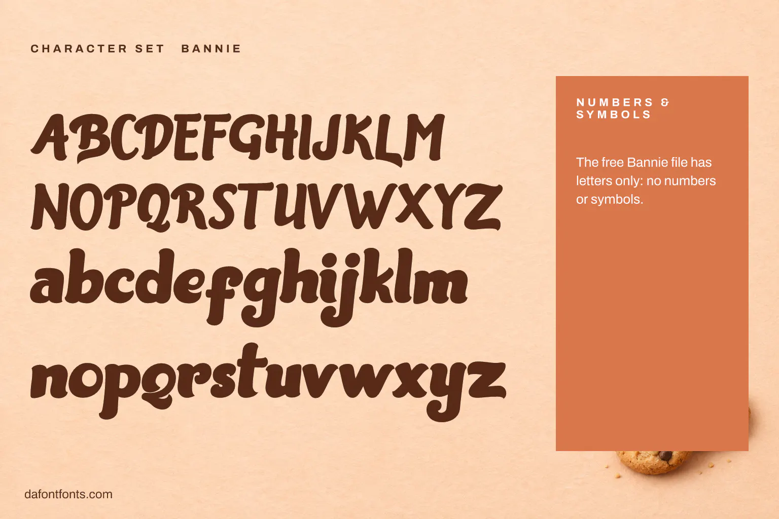 Bannie character set: capitals and lowercase (the free file has no numbers or symbols)