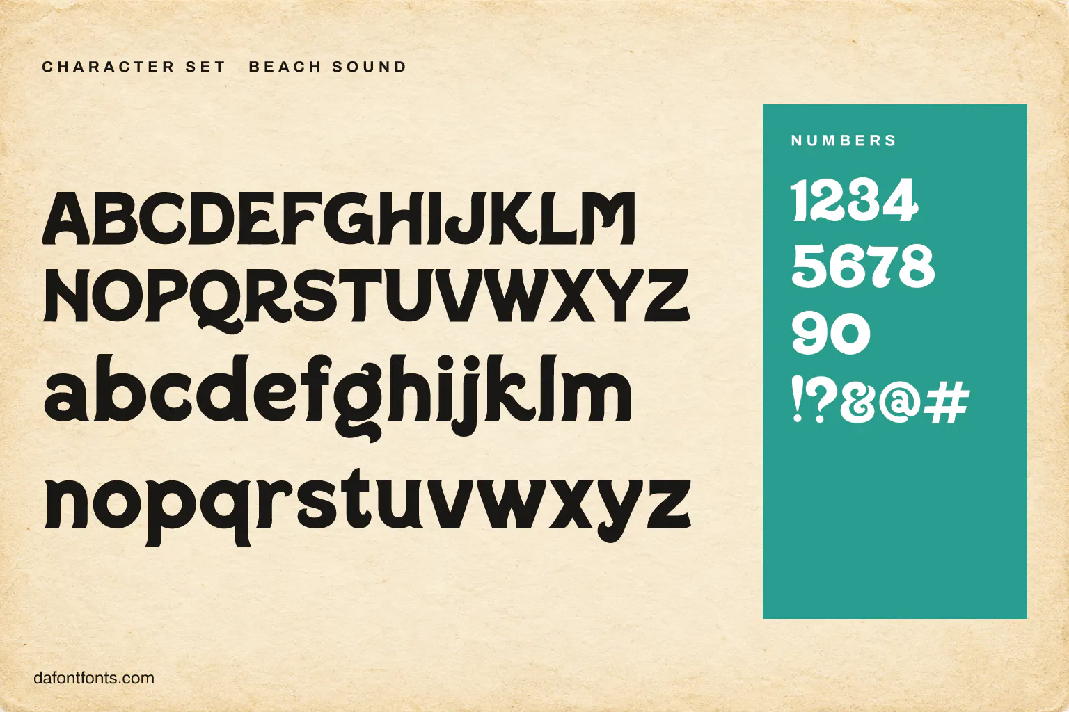 Beach Sound character set: alphabet, numbers and symbols