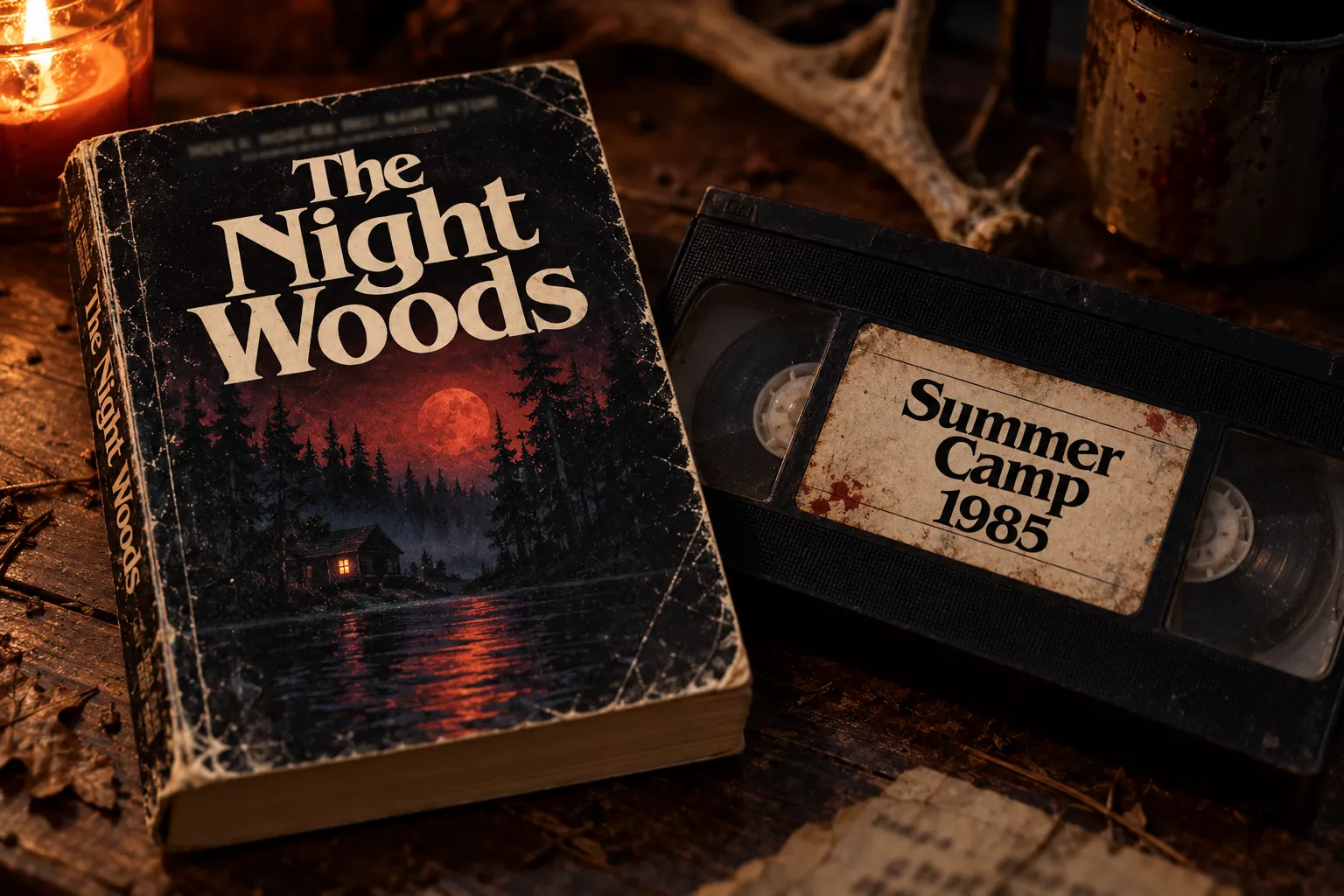Benguiat style serif on a retro paperback novel cover and a VHS tape