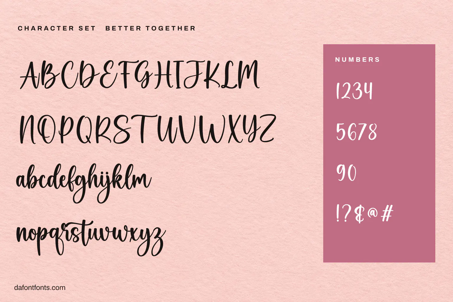 Better Together character set: alphabet, numbers and symbols