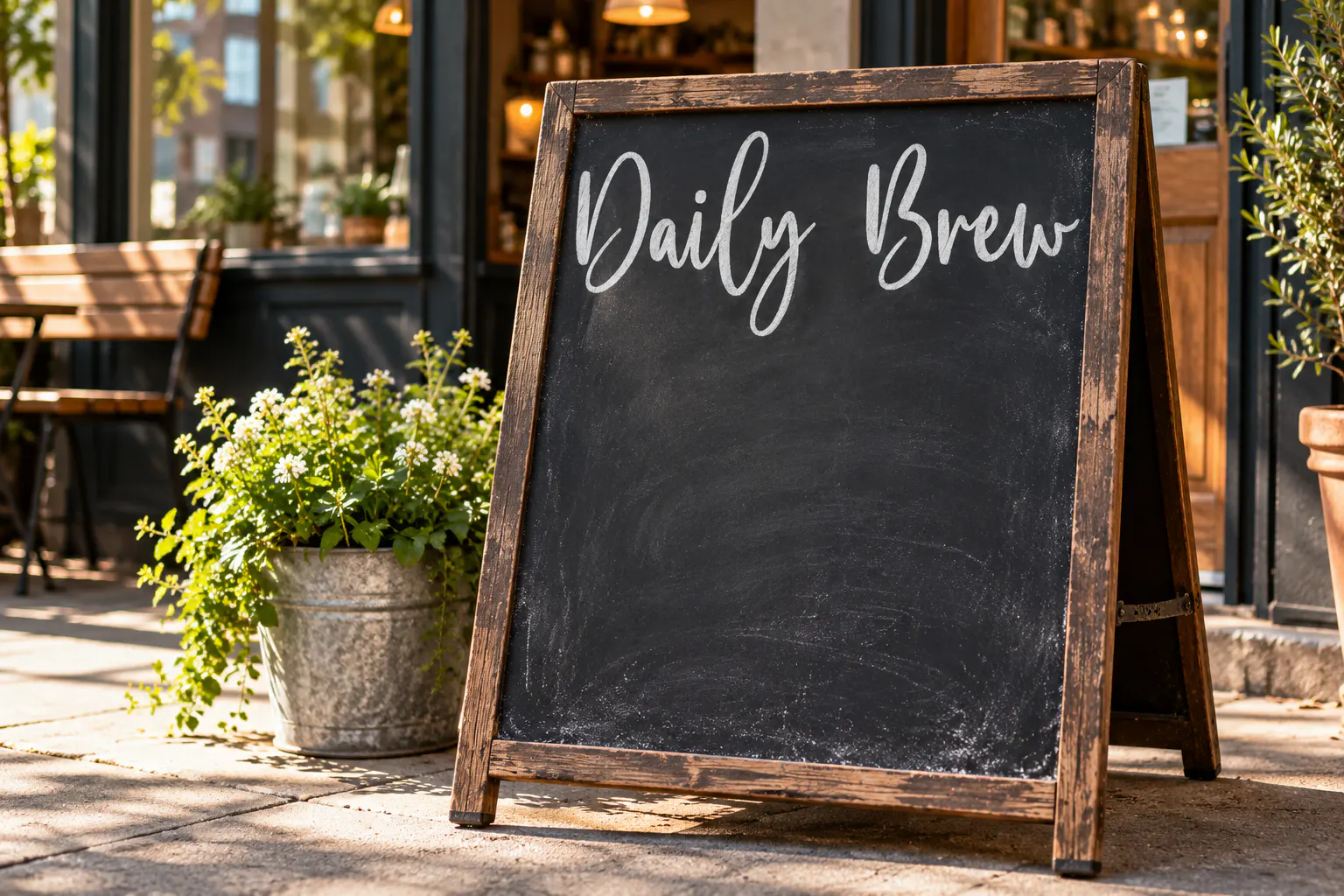 Billie Kimber font on a coffee shop menu board reading Daily Brew