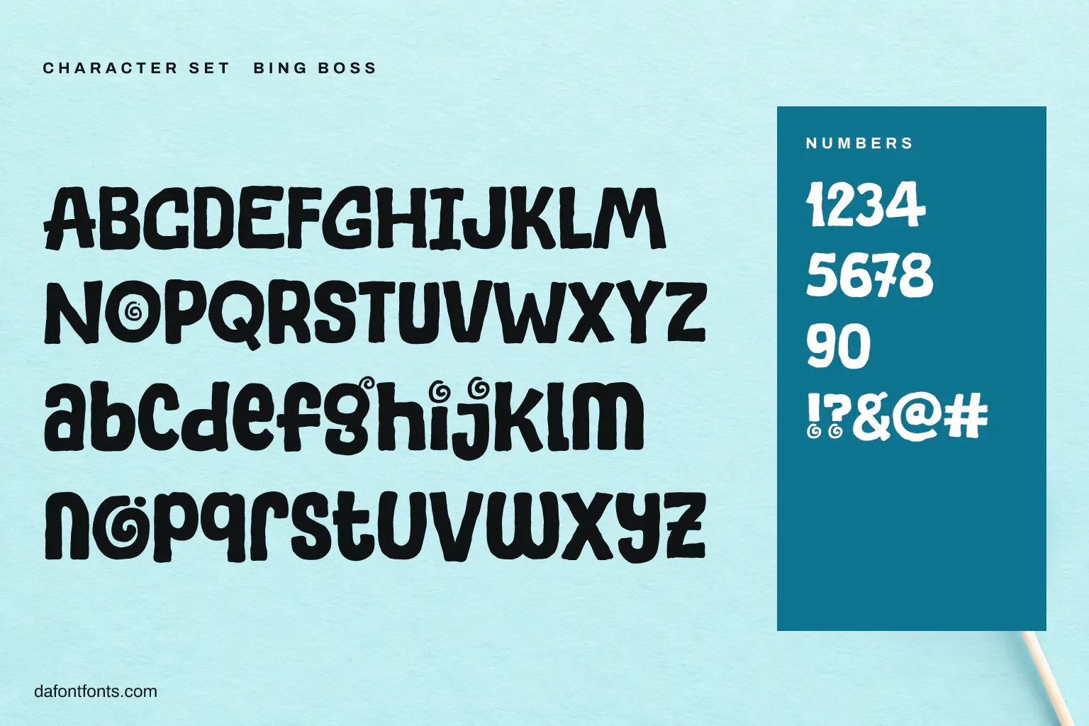 Bing Boss character set: alphabet, numbers and symbols