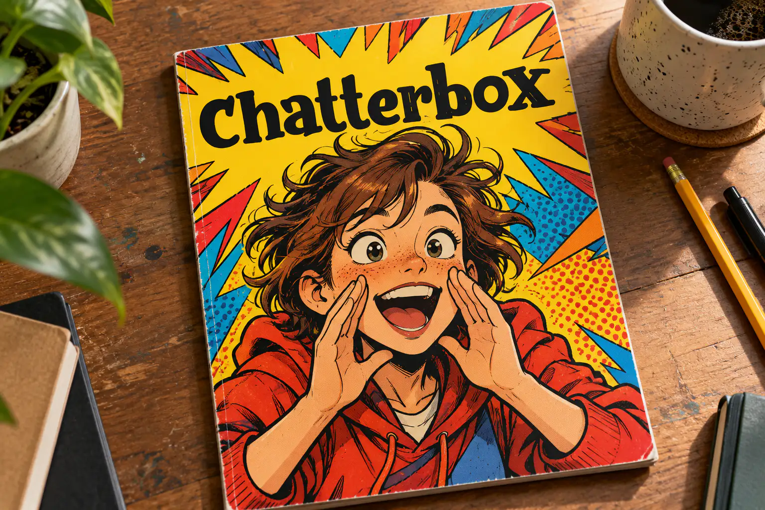 Blabbermouth font on a comic book cover reading Chatterbox