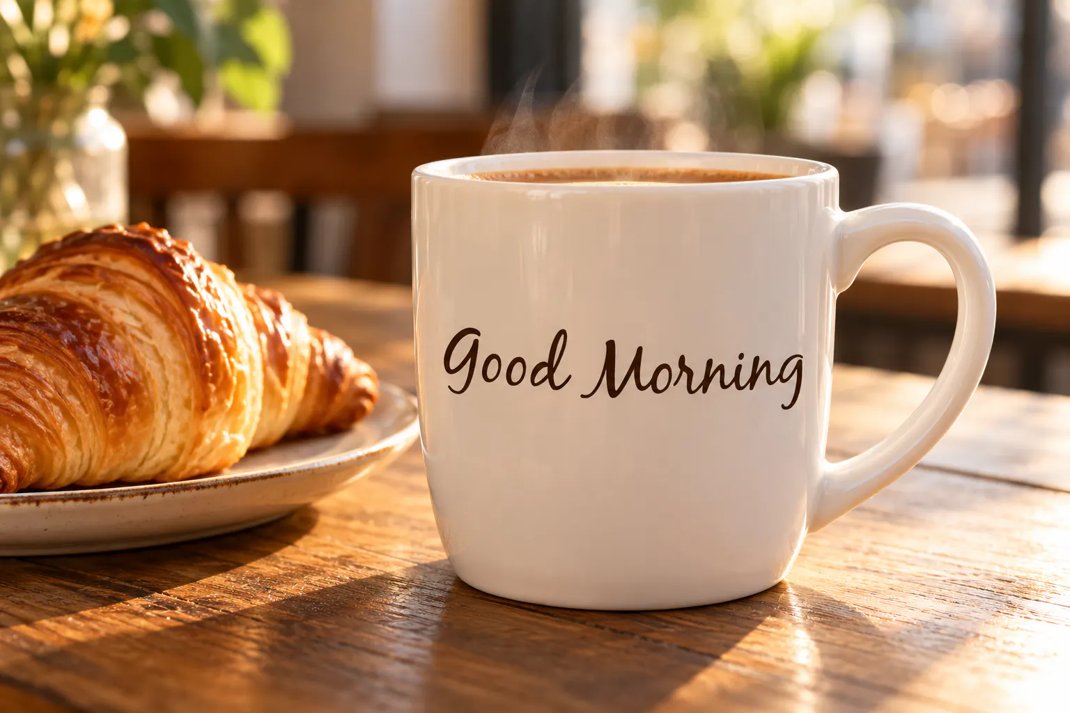 Black Jack font on a coffee mug reading Good Morning