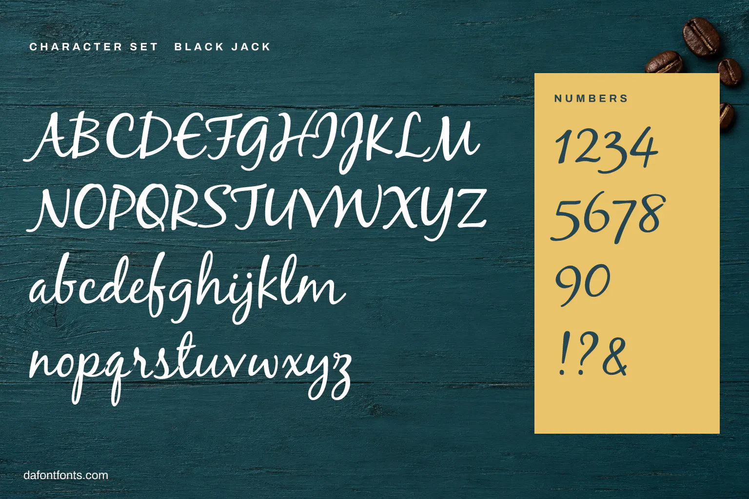 Black Jack character set: alphabet, numbers and ! ? &