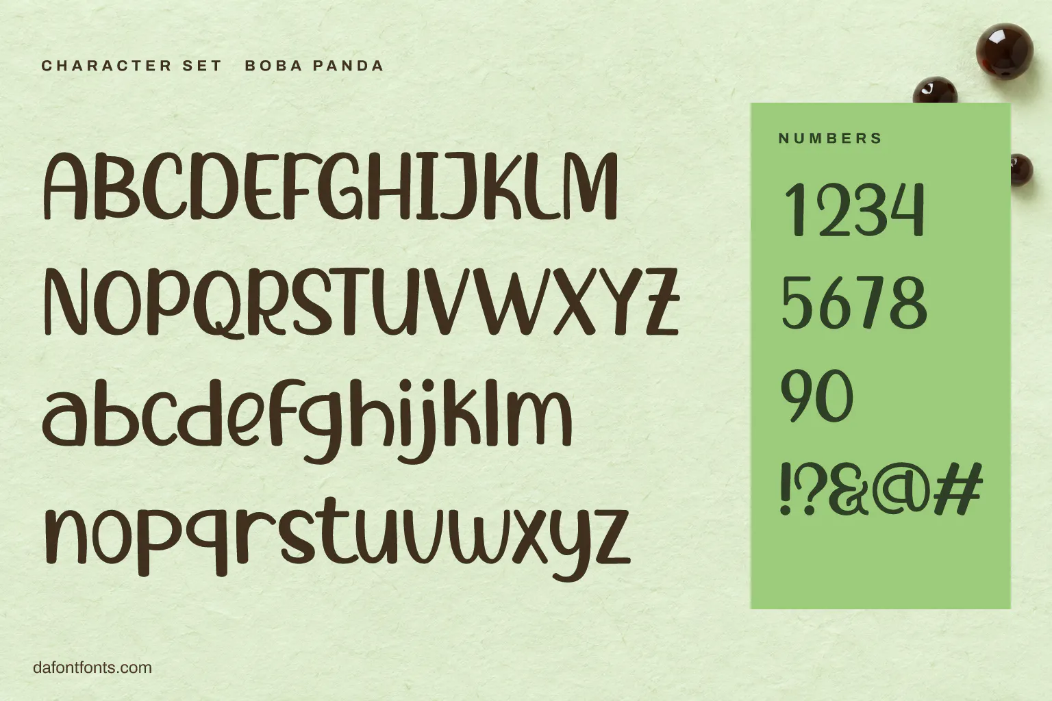 Boba Panda character set: alphabet, numbers and symbols