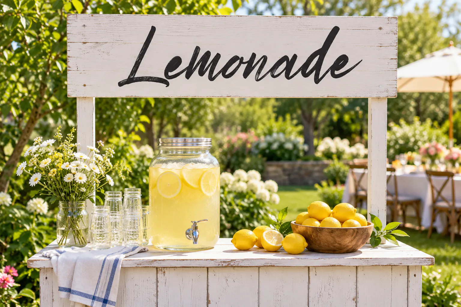 Bright Sunshine font on a lemonade stand sign