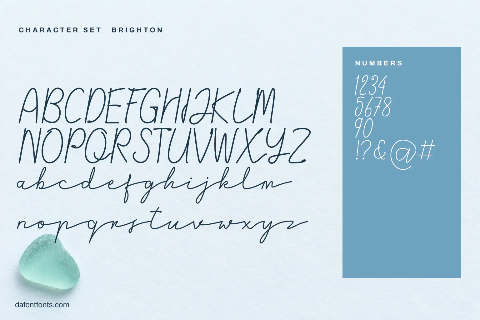 Brighton character set: alphabet, numbers and symbols