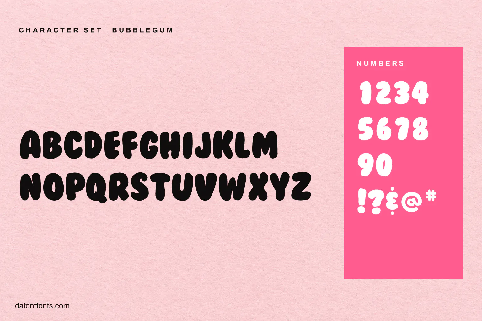 Bubblegum character set: capitals, numbers and symbols