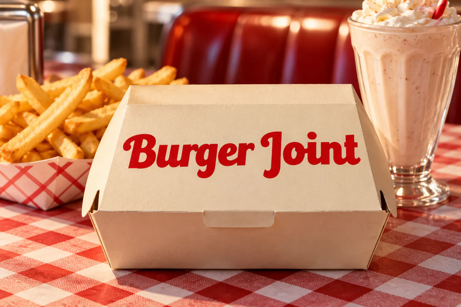 Bulletto Killa font on a burger box reading Burger Joint