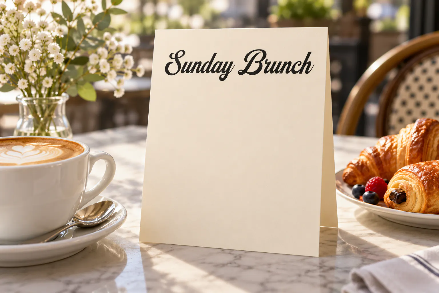 Campana Script font on a cafe menu card reading Sunday Brunch