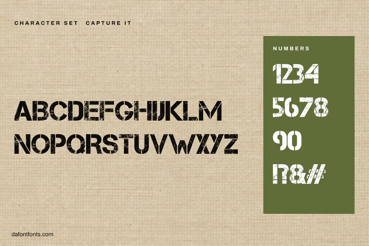 Capture It character set: capitals, numbers and ! ? & #