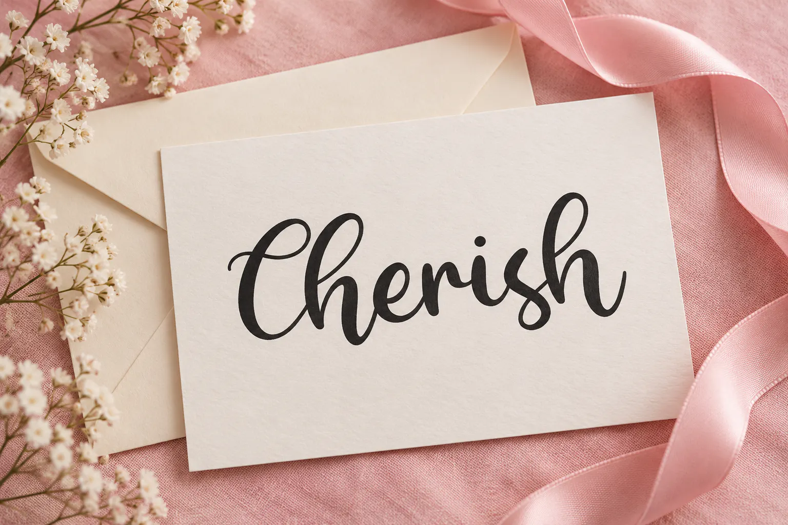 Cherish font on a white card reading Cherish