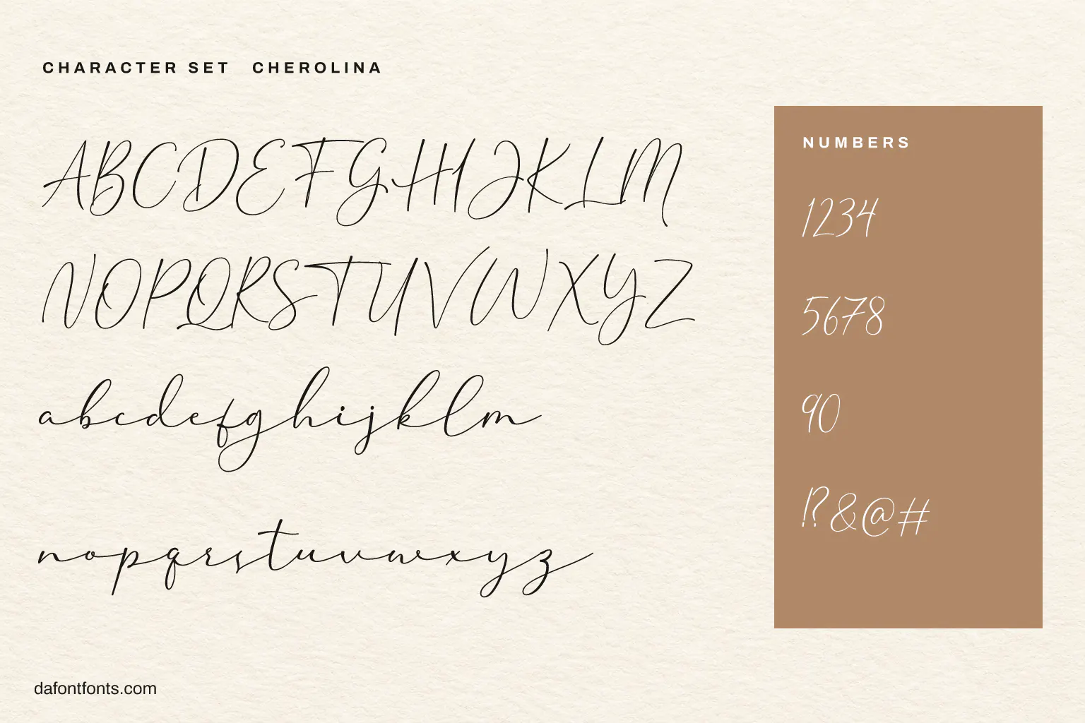 Cherolina character set: alphabet, numbers and symbols