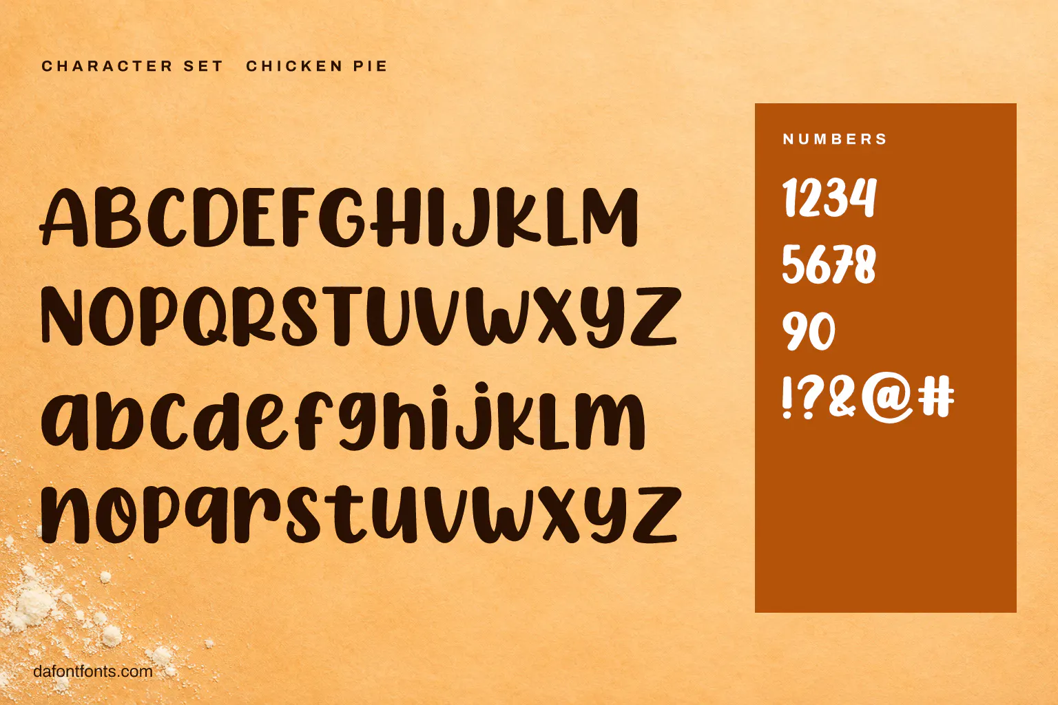 Chicken Pie character set: alphabet, numbers and symbols