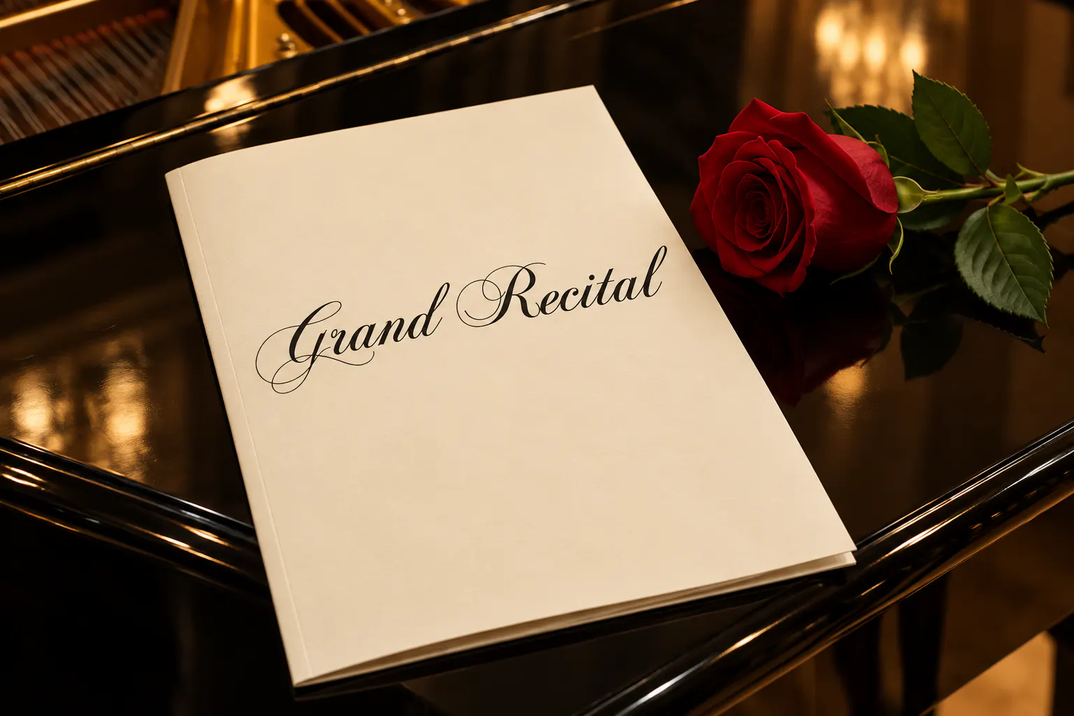 Chopin Script font on a concert program reading Grand Recital