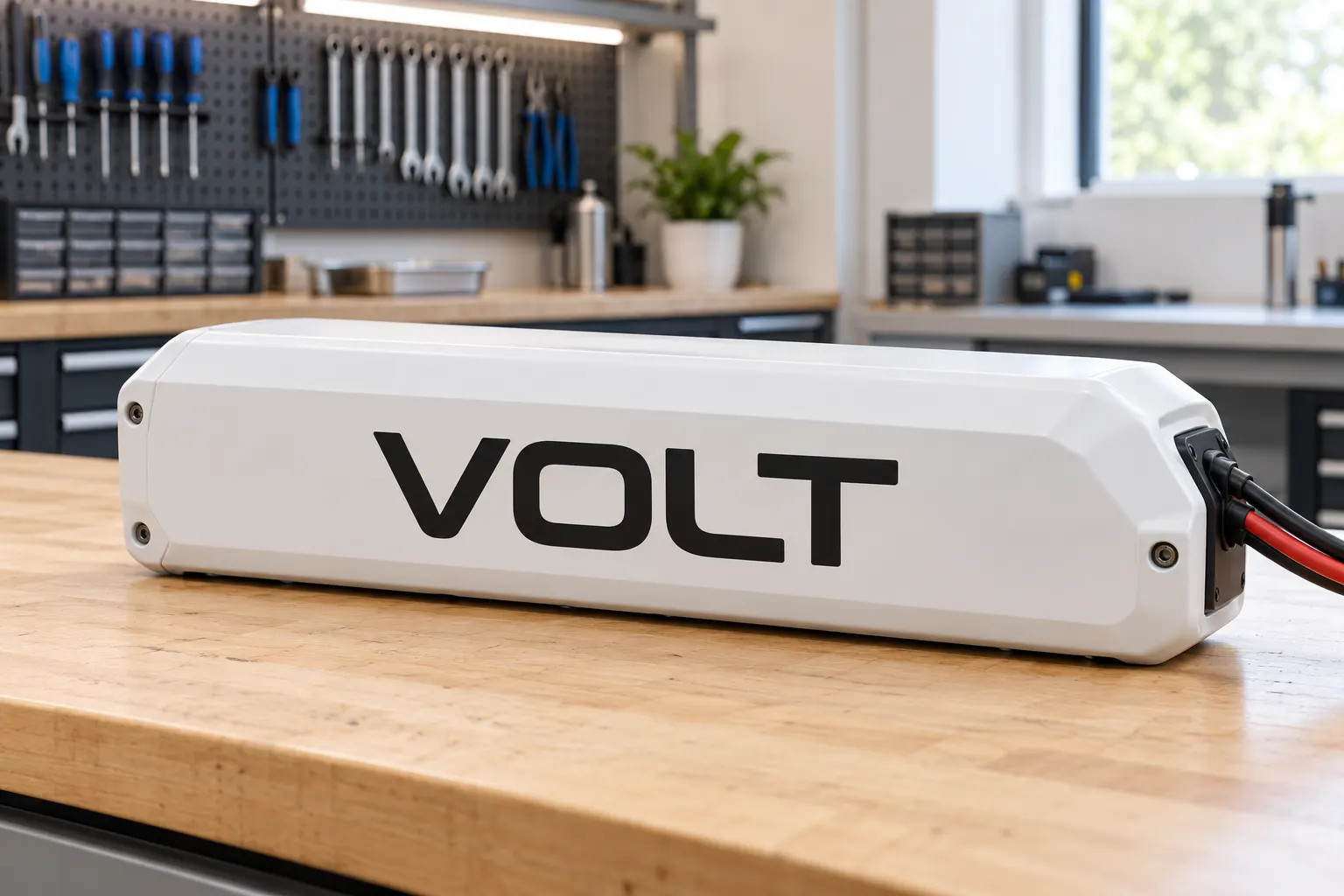 Conthrax font on a scooter battery pack reading VOLT