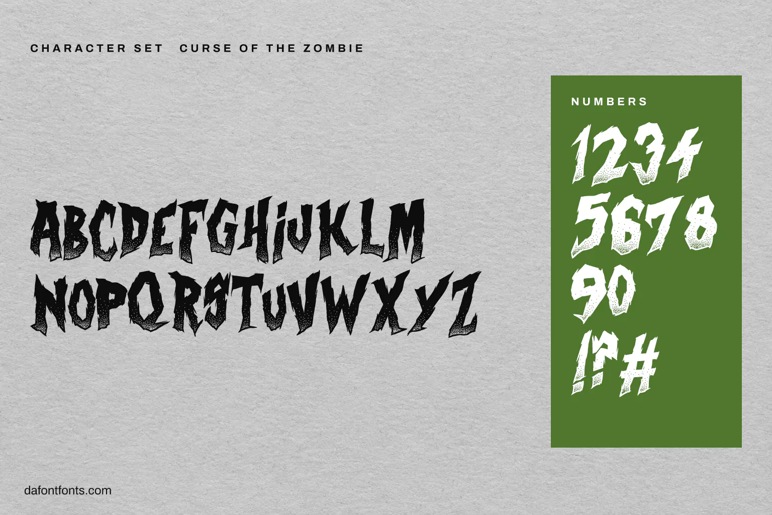 Curse of the Zombie character set: capitals, numbers and ! ? #