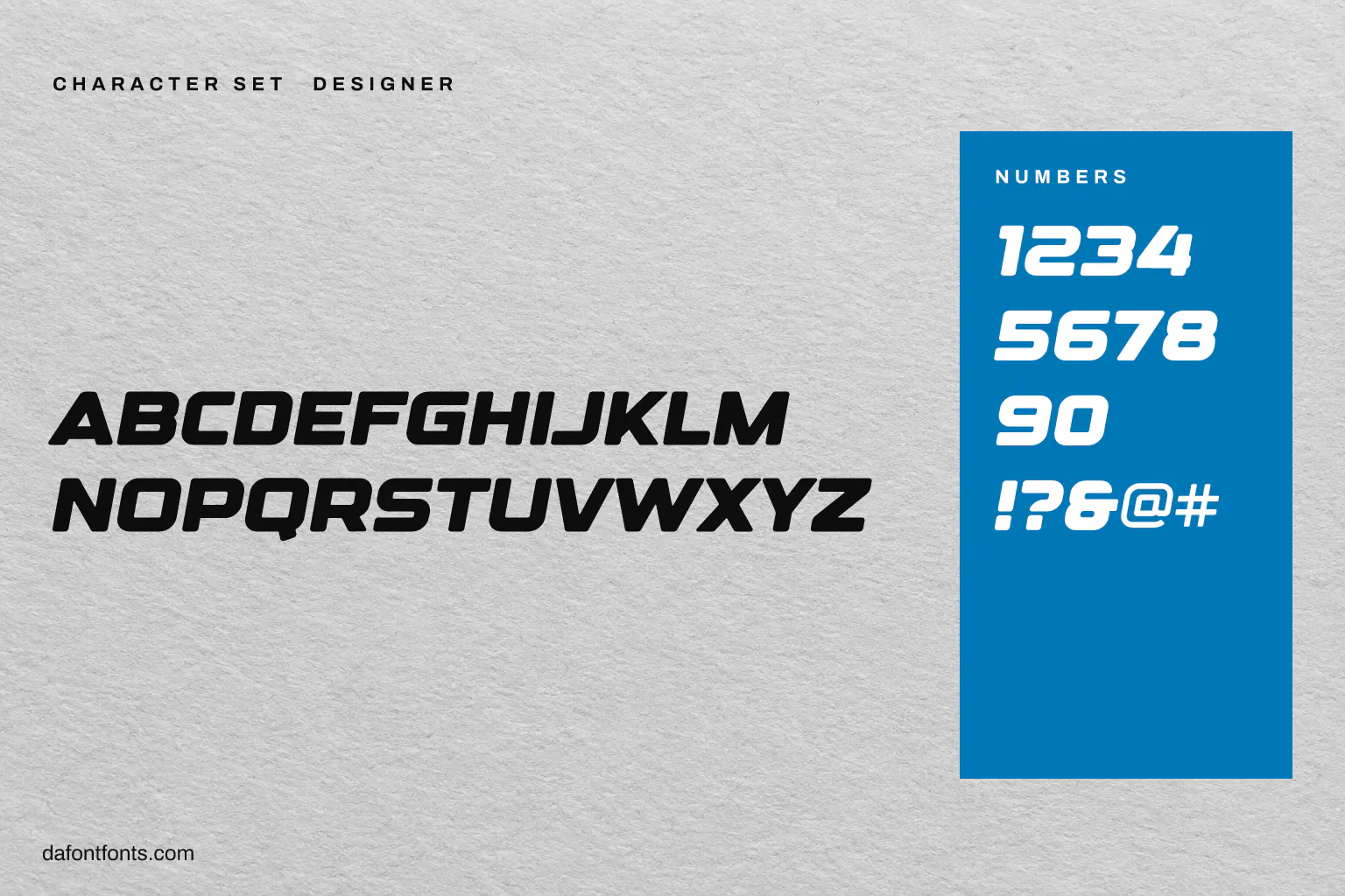 Designer character set: capitals, numbers and symbols