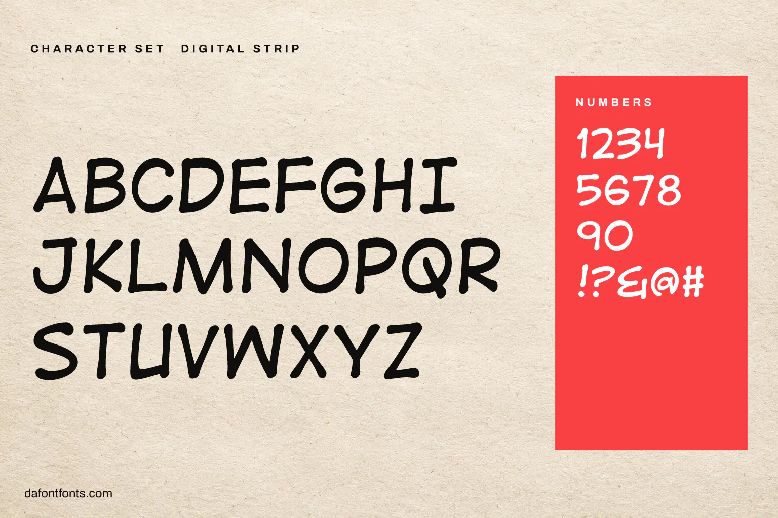 Digital Strip character set: alphabet, numbers and symbols