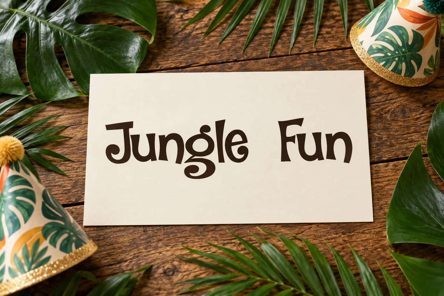 DK Jambo font on a party invitation reading Jungle Fun