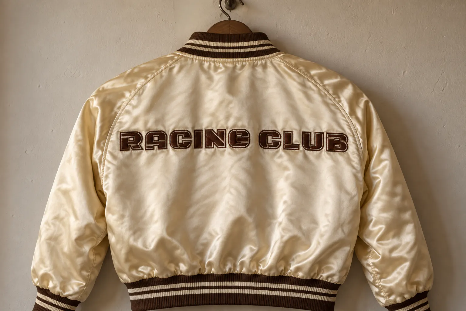 Eccentric font on a vintage racing jacket