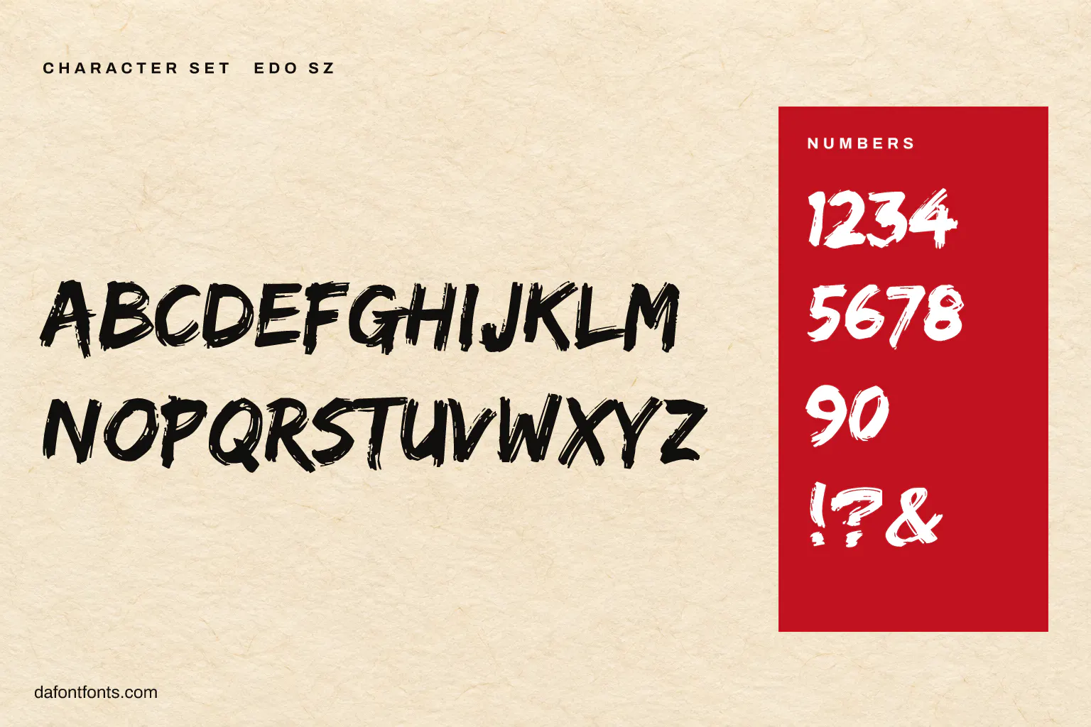 Edo SZ character set: capitals, numbers and ! ? &