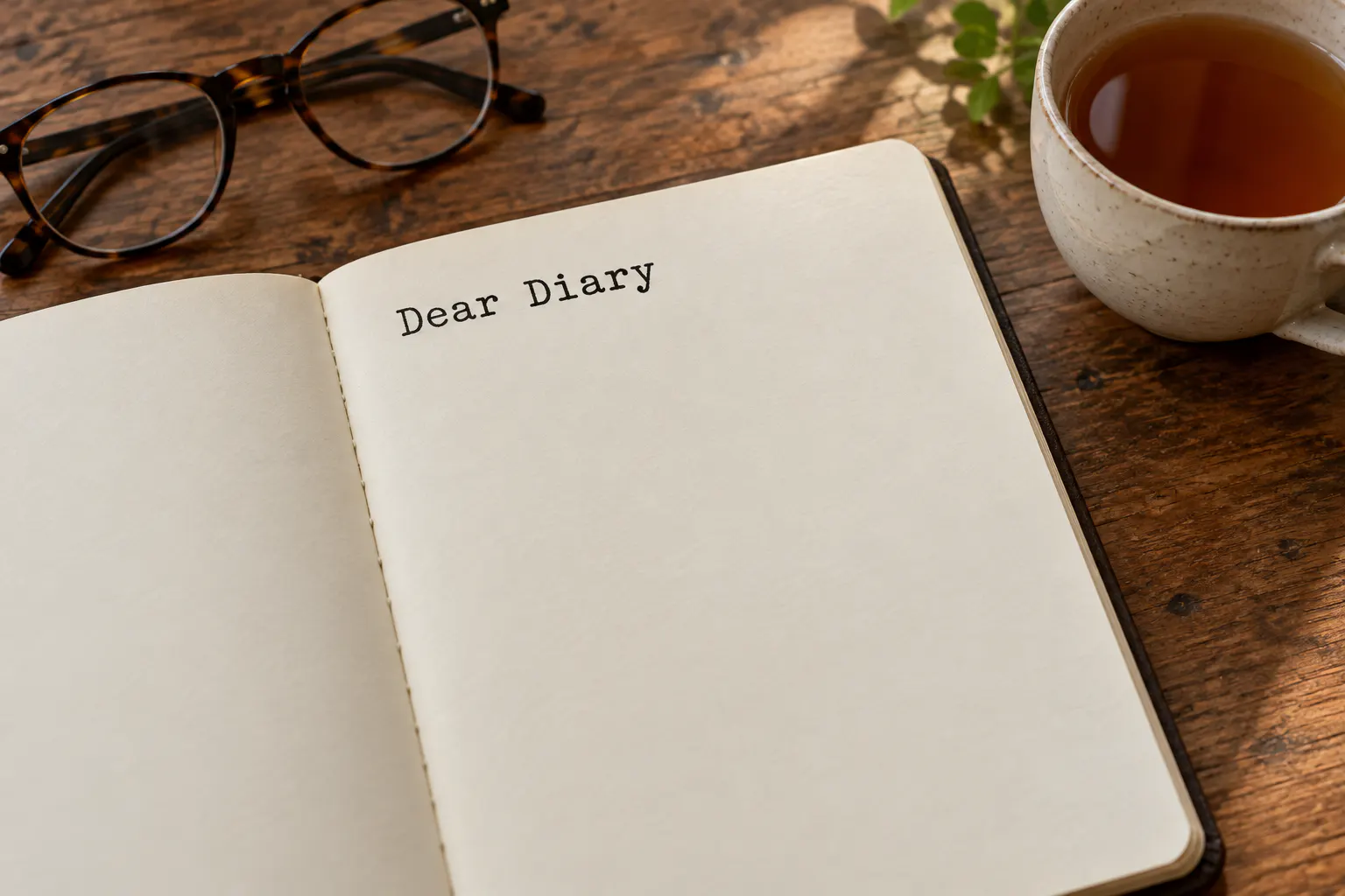 Elegant Typewriter font on a notebook page reading Dear Diary