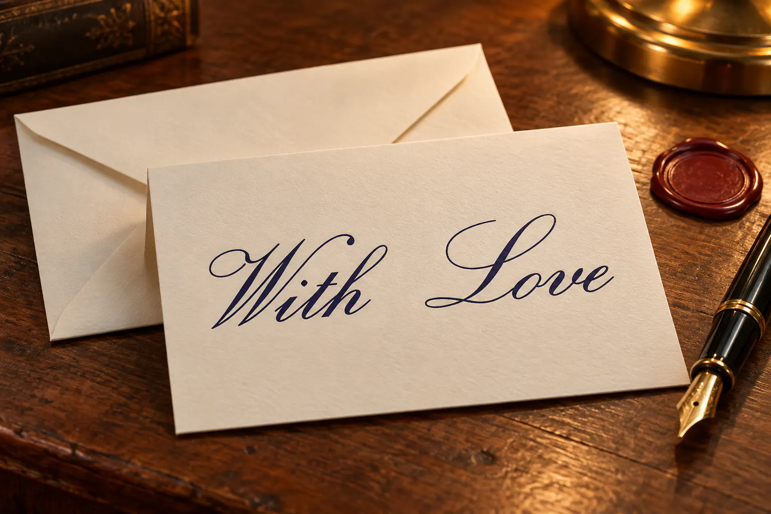 Exmouth font on a letter reading With Love