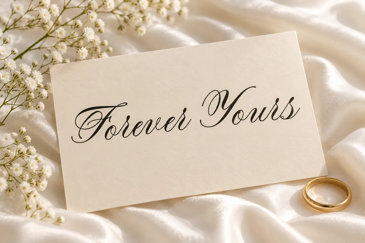 Faith font on a wedding invitation reading Forever Yours