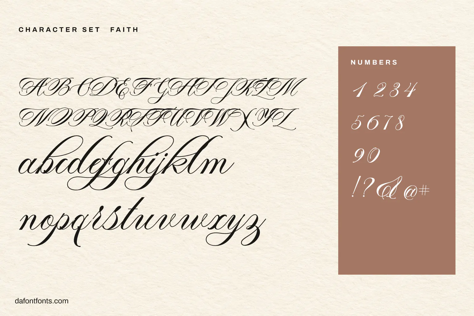 Faith character set: alphabet, numbers and symbols