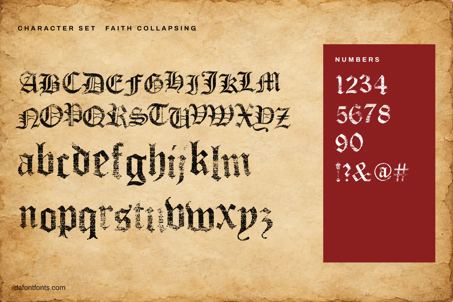 Faith Collapsing character set: alphabet, numbers and symbols