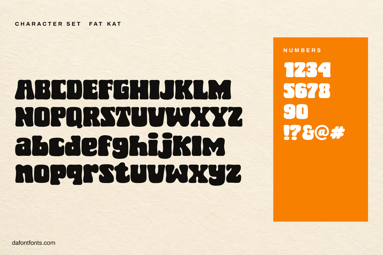 Fat Kat character set: alphabet, numbers and symbols