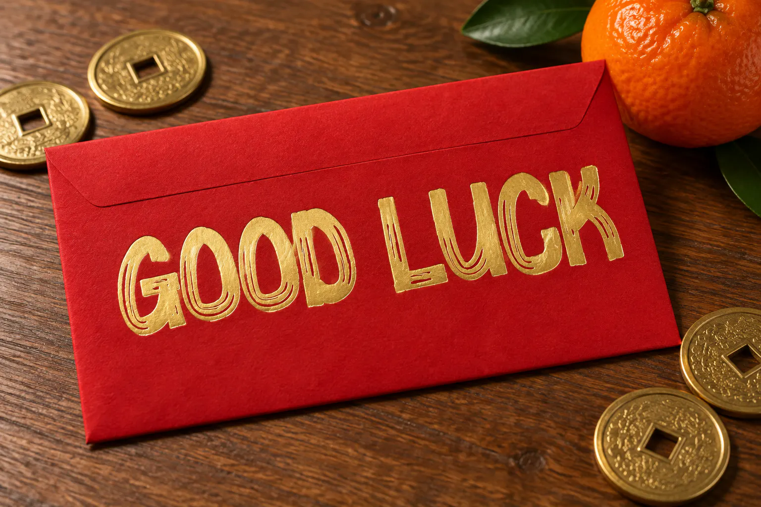 Fortune Coin font on a red lucky envelope
