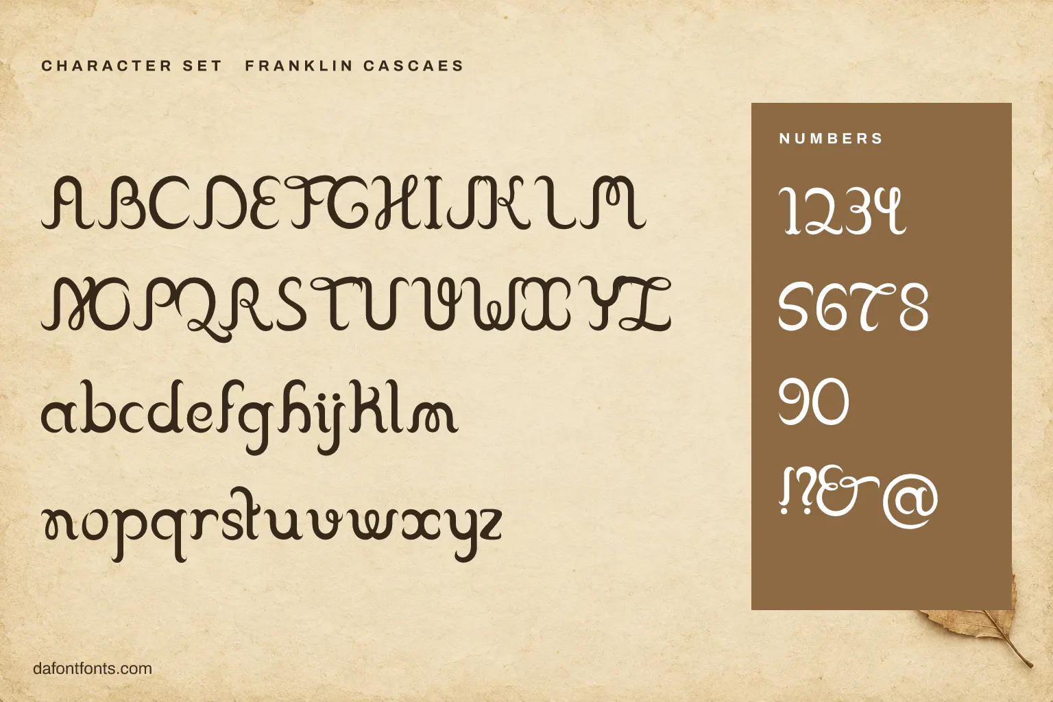 Franklin Cascaes character set: alphabet, numbers and ! ? & @