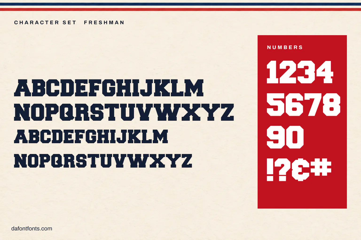 Freshman character set: capitals, small capitals on the lowercase keys, numbers and ! ? & #