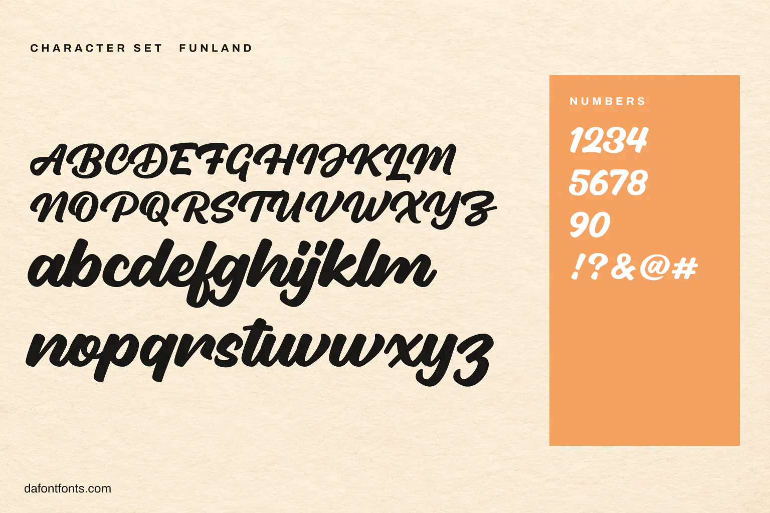 Funland character set: alphabet, numbers and symbols
